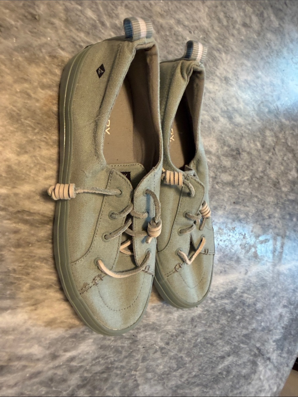Sperry Olive Green Canvas Slip-On Sneakers